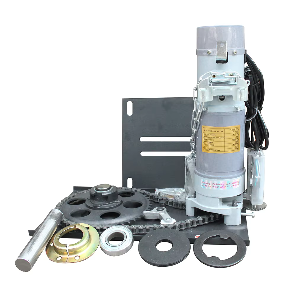 Rolling door motor with chain drive components